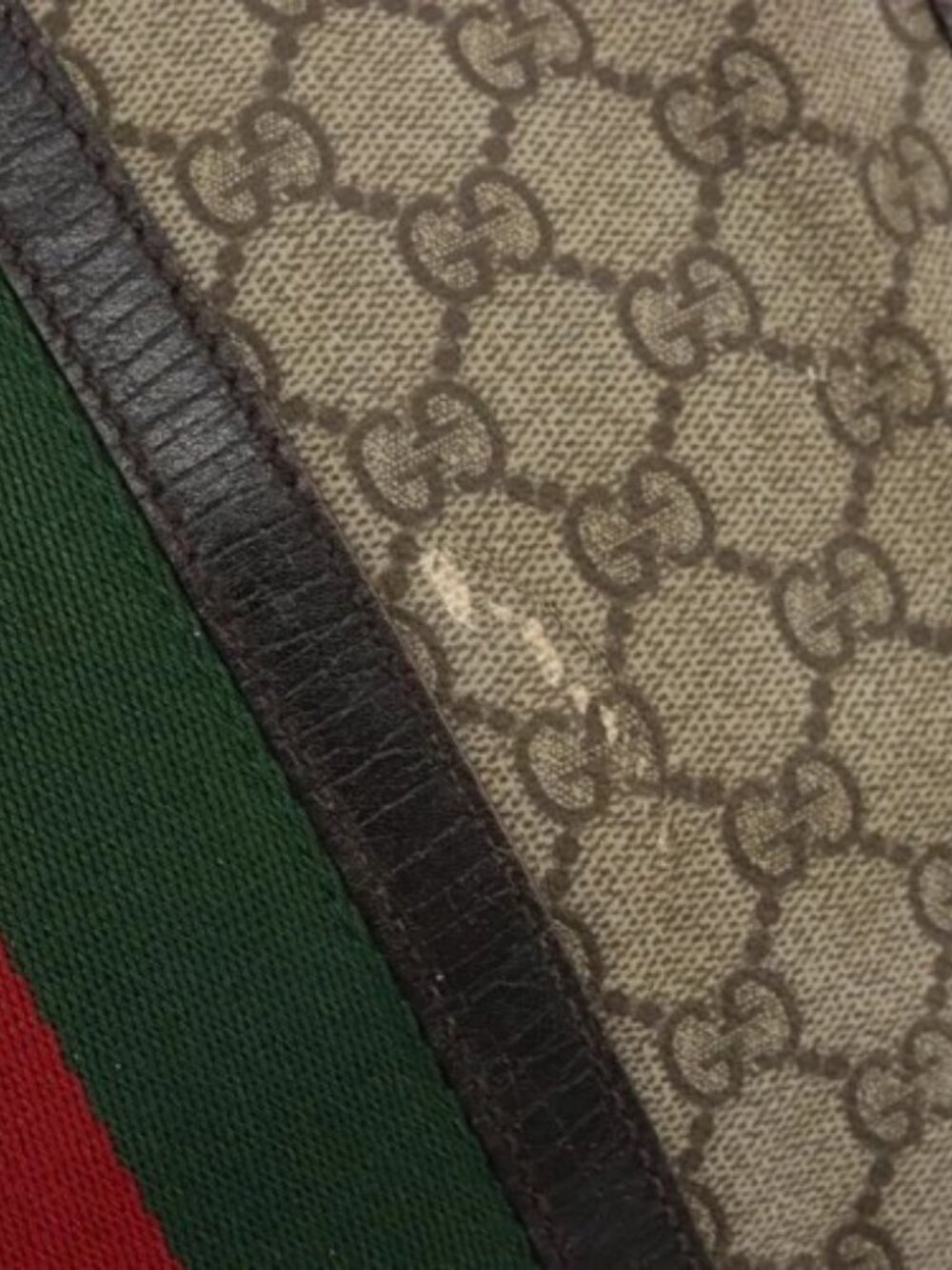 GUCCI GG Supreme Web Sherry Line Bag PVC Beige Silver 145844 Auth ti3927 - Picture 8 of 16